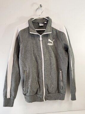 Puma T7 Track Jacket Track '68 Gray White Mens Size Medium